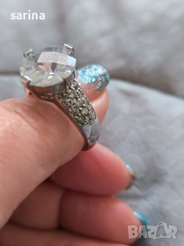 Сребърен пръстен с камък, снимка 11 - Пръстени - 52935615