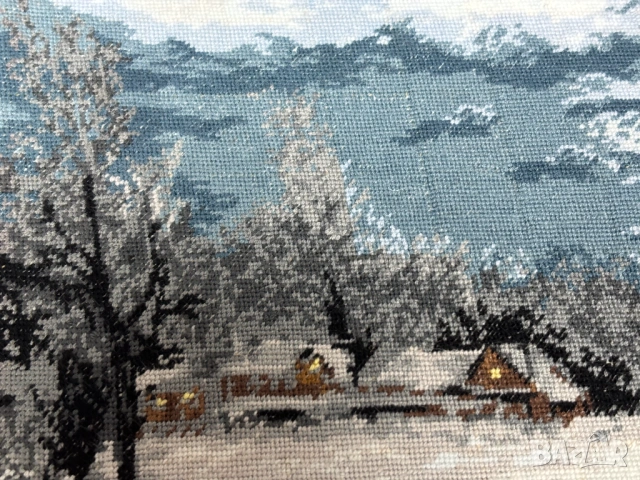 Ушит Гоблен "Зимна разходка"-35 см х 24,5 см, снимка 6 - Гоблени - 54068805