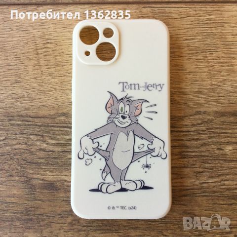 НОВ оригинален бежов силиконов калъф / кейс за IPHONE 13 на Tom and Jerry от САЩ, снимка 3 - Калъфи, кейсове - 46608181