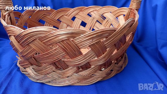 Голяма елипсовидна плетена кошница от едно време, снимка 7 - Антикварни и старинни предмети - 45843276