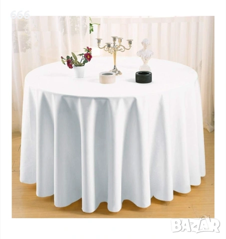 Бяла покривка за маса, 3.05 метра , полиестер