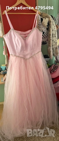 Официална/Бална рокля, размер L/XL, бледо розово, снимка 3 - Рокли - 54178878