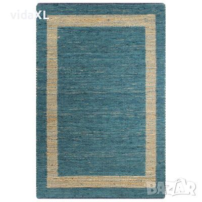 vidaXL Ръчно тъкан килим от юта, син, 160x230 см（SKU:133736