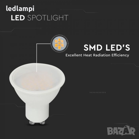 LED лампа 10W SMD GU10 Топло Бяла Светлина, снимка 2 - Лед осветление - 24888324