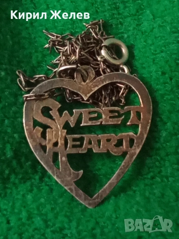 SWEET HEART СРЕБЪРЕН МЕДАЛЬОН СЪРЧИЦЕ СТЕРЛИНГОВО СРЕБРО 925 STER. AM АНГЛИЯс СРЕБЪРНА ВЕРИЖКА 25108, снимка 15 - Антикварни и старинни предмети - 50337460