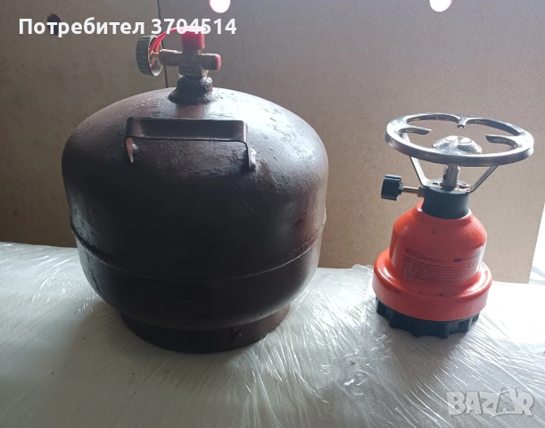 туристическа газова бутилка 5 литра малката бутилка е подарък , снимка 4 - Газови котлони - 53869475