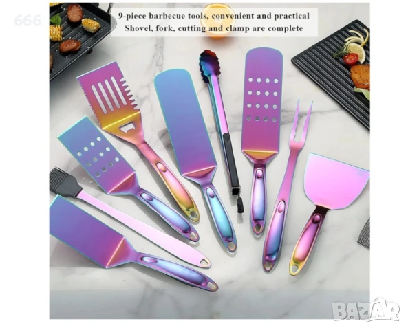 Комплекти инструменти за барбекю 9 части, снимка 3 - Барбекюта - 54128462