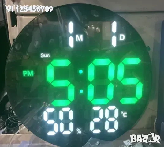 LED стенен часовник DS-3813L с време, седмица, температура, влажност+дистанционно
