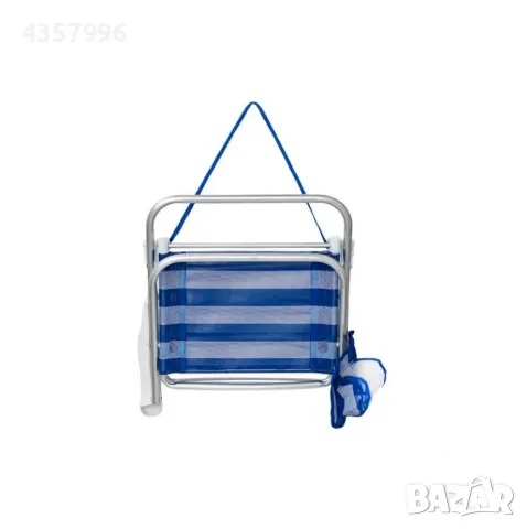 Сгъваем стол на райета с дръжки и джоб, За къмпинг, плаж, Син , снимка 4 - Столове - 49672874