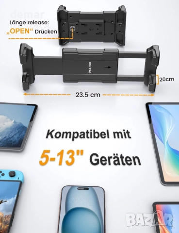 OHLPRO Алуминиева стойка за стена за таблет - 360° регулируема и разтегателна, 3-степенна, 5-13", снимка 4 - Други стоки за дома - 51923555