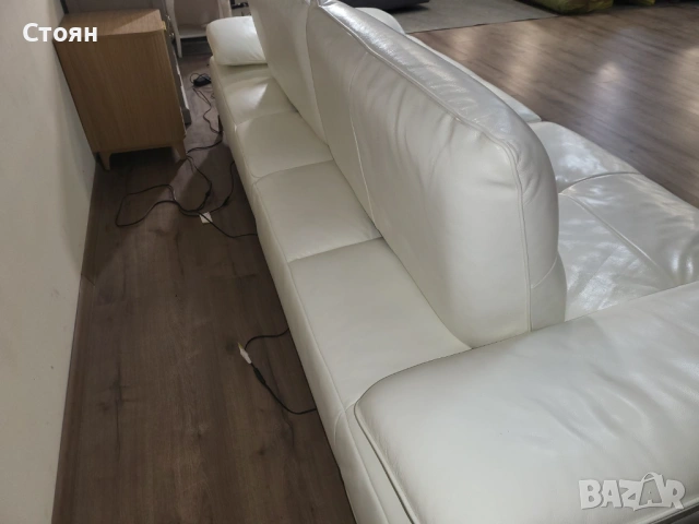 Бял кожен диван тройка Artemis с електрически облегалки, снимка 9 - Дивани и мека мебел - 53755721
