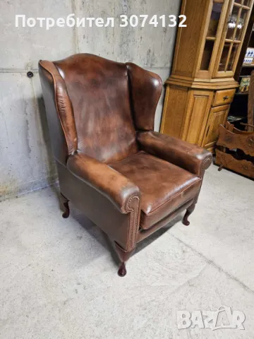 Кресло в стил Честърфийлд (естествена кожа), снимка 5 - Дивани и мека мебел - 49668061