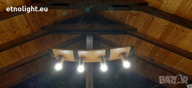 Полилеи, лампи от автентични дъбови бъчви с ръчно изработени дървени чашки , снимка 4 - Полилеи - 51918447