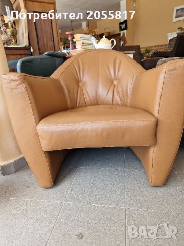 Кресло#естествена кожа , снимка 1 - Дивани и мека мебел - 46455170