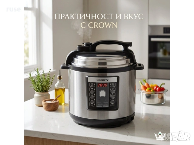 НОВИ! Мултикукър под налягане Crown 1000W 6 л 11 програми, снимка 2 - Мултикукъри - 54220458