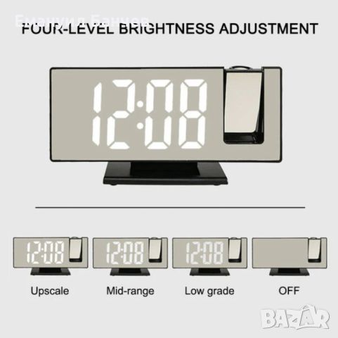 Настолен LED часовник със светещ проектор на тавана , аларма , будилник  , снимка 4 - Мъжки - 45497490