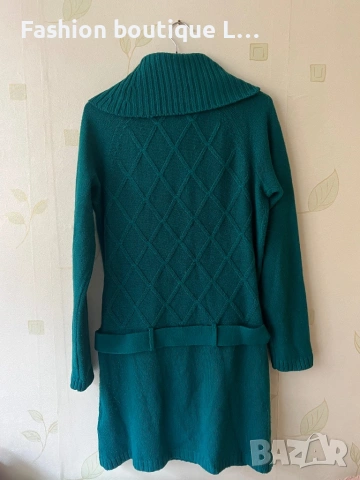 Плетена рокля с колан в тюркоазен цвят М размер 👗 , снимка 2 - Рокли - 53176090