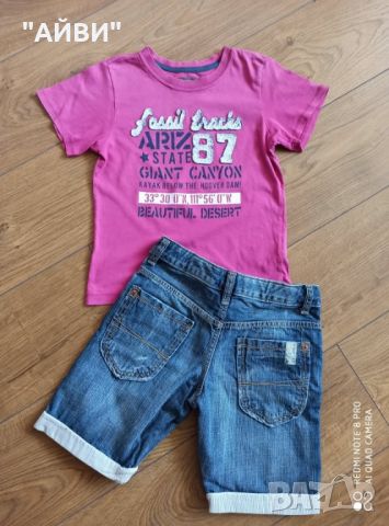 ZARA и DETROIT детски къси дънки, тениска и ризка, снимка 6 - Детски къси панталони - 45436398
