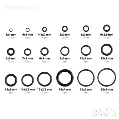 Комплект гумени О-пръстени 18 размера 225 бр. в кутия LAMPA, снимка 3 - Аксесоари и консумативи - 45669030