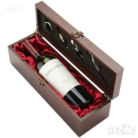 Луксозна Дървена Кутия за Вино с Комплект Аксесоари.Сет за Вино.Подаръчна Кутия за Вино Kutia Vino, снимка 2 - Подаръци за мъже - 54010811