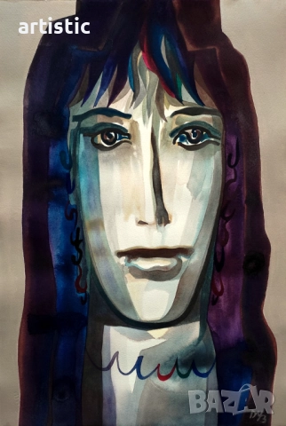 Дечко Узунов, живописен портрет из цикъл "Българка", снимка 2 - Картини - 52976433