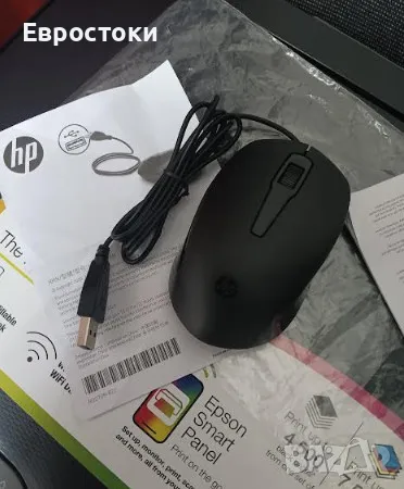 Мишка HP 150, кабелна, оптична, 1600 DPI, USB, цвят: черно, снимка 6 - Клавиатури и мишки - 49583861