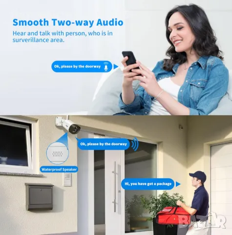 Hiseeu 5MP HD безжична система 4 камери,10-канален NVR,1TB вграден твърд диск, снимка 6 - Комплекти за видеонаблюдение - 49790327