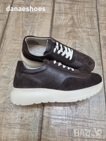 Дамски спортни обувки от естествена кожа в кафяво с бежово подметка , снимка 3 - Дамски ежедневни обувки - 53890398