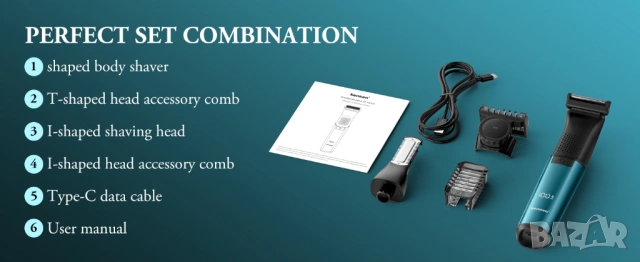 Tример 2в1 за тяло и брада водоустойчив Kensen Series S15 - НОВ, снимка 14 - Тримери - 54094342