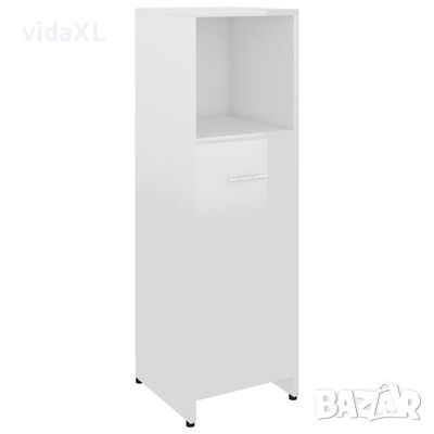 vidaXL Шкаф за баня, бял гланц, 30x30x95 см, ПДЧ(SKU:802594, снимка 1 - Шкафове - 45605287