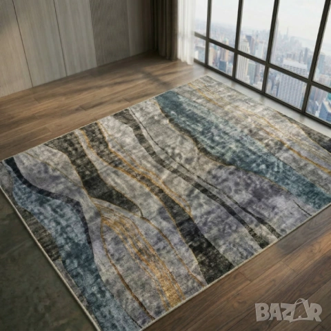 Модерен килим за хол 120х160см - Абстрактни дизайни и 3D ефект, Противоплъзгащ, снимка 9 - Килими - 53884255