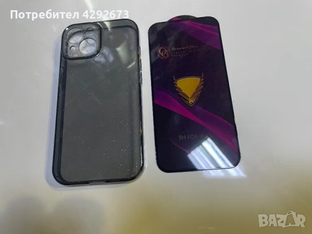 iPhone 15-тъмен брокатен кейс+5D стъклен протектор, снимка 2 - Калъфи, кейсове - 47882855