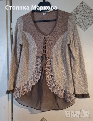 Дамска блуза плетиво и дантела