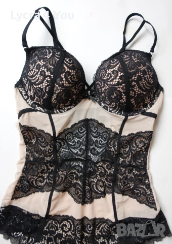 Secret Possessions EU 75C (B) луксозно телесно боди с черна дантела, снимка 4 - Бельо - 54140195