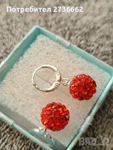 Сребърни обеци с оранжев цирконии , снимка 3 - Обеци - 53795999