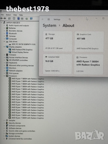 2.5K Huawei MateBook 16`Ryzen 7-5800H/16GB RAM/512GB SSD/2520x1680, снимка 7 - Лаптопи за работа - 52582225