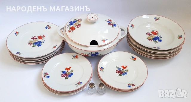 RICHTER, FENKL, HAHN - RFH – ЧЕХОСЛОВАКИЯ - Порцеланов сервиз за хранене за 6 човека чинии порцелан 