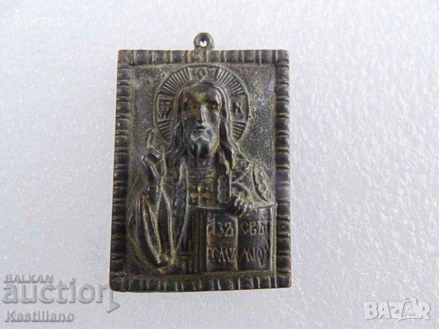 Стара малка бронзова икона на Иисус Христос, снимка 2 - Антикварни и старинни предмети - 45341937