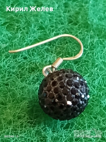 Висяща сребърна обеца с инкрустирани кристали Сваровски 51115, снимка 2 - Обеци - 52736165