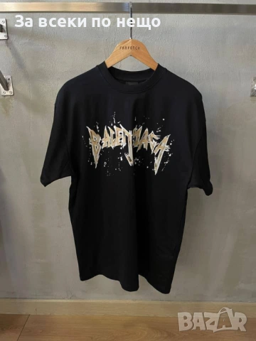 Balenciaga Мъжка Черна Тениска👕Мъжка Блуза С Къс Ръкав В Черен Цвят Код MensPoint80