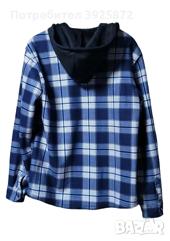 Карирана риза с качулка и подплата от полар, снимка 2 - Ризи - 53622144