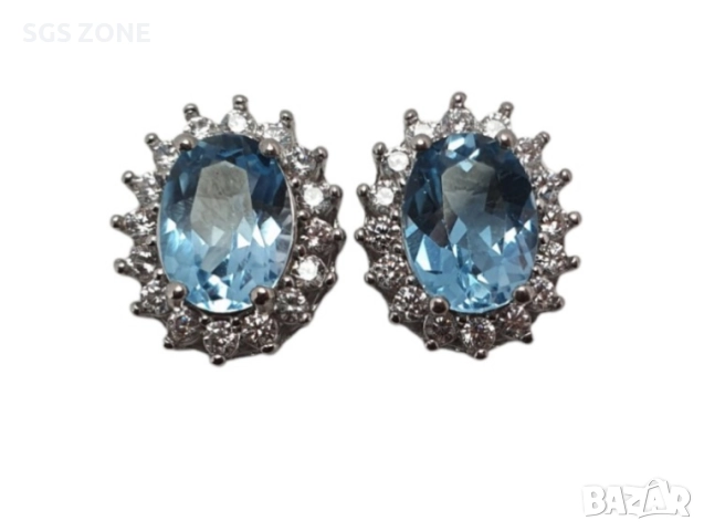 Сребърни обеци с естествен топаз, снимка 13 - Обеци - 52876211