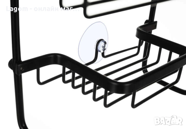 Рафт за баня без пробиване, 3 кошници, черен Loft дизайн, снимка 5 - Душове - 52561103