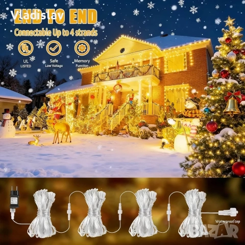 Външна светлинна мрежа 3 x 2 м 208 LED, снимка 9 - Лед осветление - 52418125