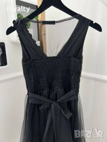 Рокля с тюл в цвят черен, снимка 6 - Рокли - 50414553