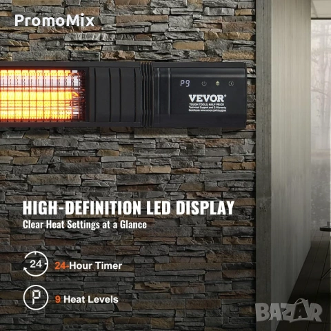 Инфрачервена двойна печка Vevor T17-GR30B 102см 3000W Инфрачервен карбонов отоплител с дистанционно , снимка 11 - Отоплителни печки - 53456302