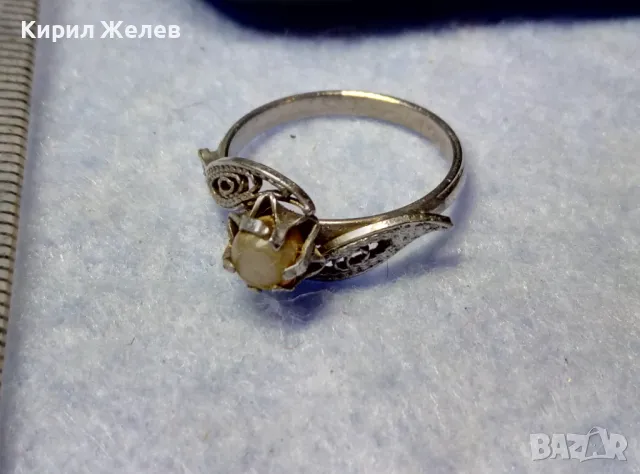 СТАР ФЛОРАЛЕН ФИЛИГРАНЕН ПРЪСТЕН от БЛАГОРОДНА СТОМАНА с ЧЕШКА ПЕРЛА МАЙСТОРСКО РЕТРО АРТ БИЖУ 50132, снимка 7 - Антикварни и старинни предмети - 50417351