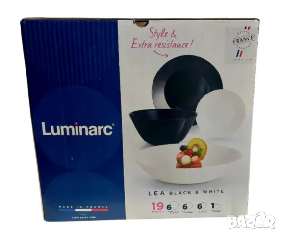 Черно-бял сервиз за хранене от 19 части Luminarc Lea Black & White, снимка 1 - Сервизи - 49233081