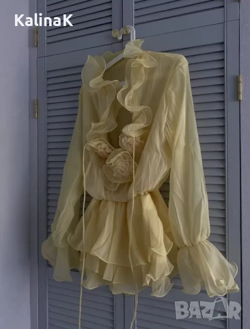 Жълта къса рокля, снимка 2 - Рокли - 51194767