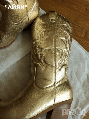 Дамски ботуши в златисто , снимка 11 - Дамски ботуши - 51922869
